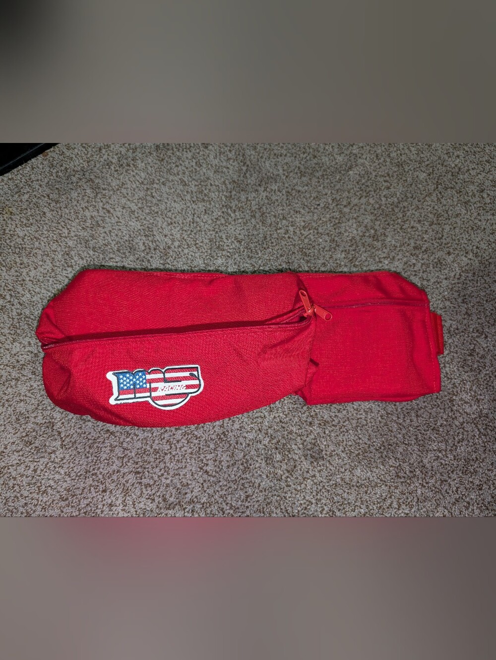 Rare MS Racing Vintage Nylon waist pack with American Flag Logo Red